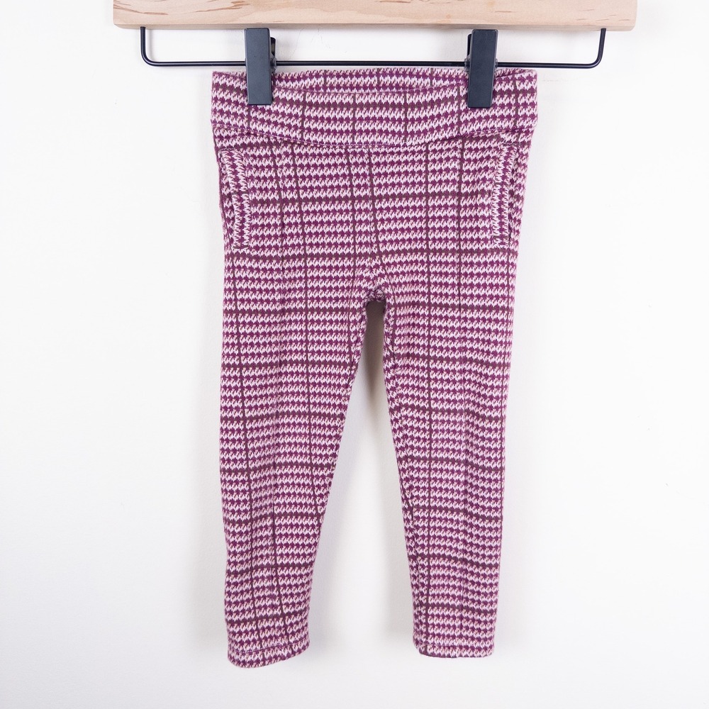 Janie and‎ Jack Pants Kids 2T Purple Houndstooth Ponte Knit Pull On Leggings